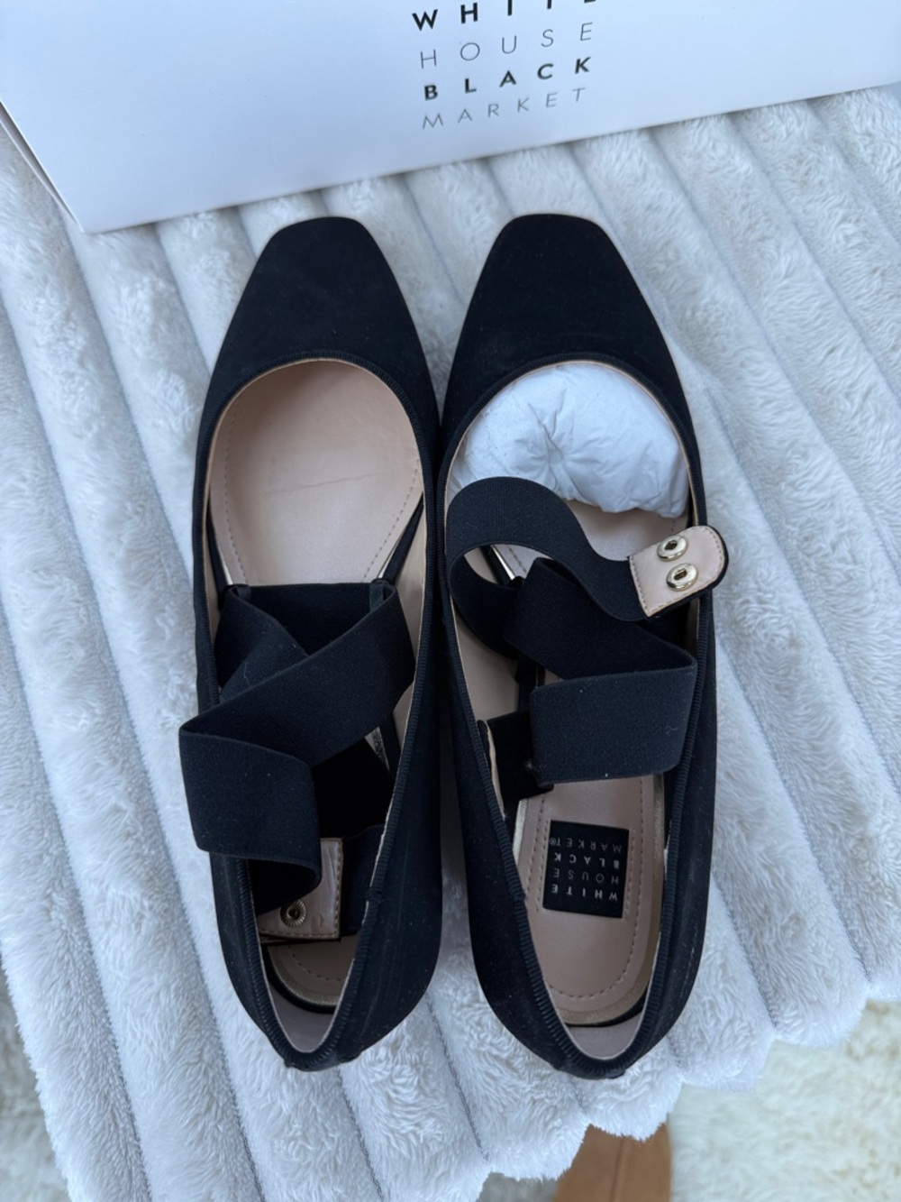 White House Black Market "Gracen" square toe ballet flats in black size 7 - Picture 4 of 8